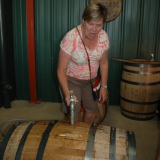 Filling a barrel Jim Beam
